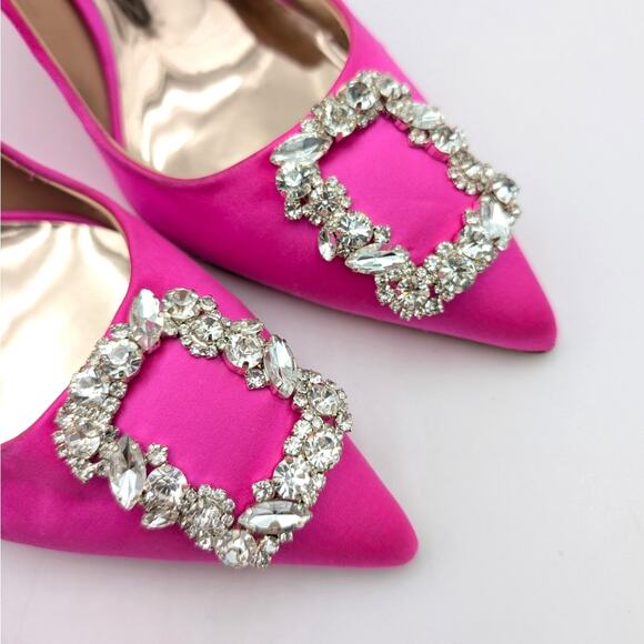 Badgley Mischka Cher Crystal Embellished Heel Pump Women's Pink Size US10 EU41 - Picture 10 of 12